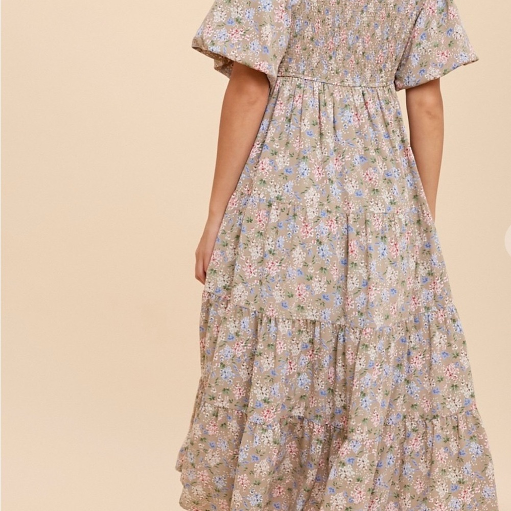 Boho Floral Maxi Dress in Pastel Hues In Loom NWT - Picture 3 of 7